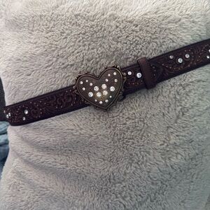 Justin Boots Brown Heart-Embellished Belt
